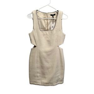 NWT 7 For All Mankind Womens Cream Colored Dress, Waist Cutouts, Square Neckline